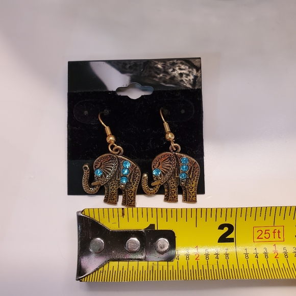 Boho Turquoise Elephant Earrings and Bracelet Set - Picture 3 of 4